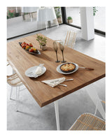 TISHANA Spisebordsstol m. hvide ben, Rattan - Unoliving.com