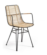 TISHANA Spisebordsstol m. sorte ben, Rattan - Unoliving.com