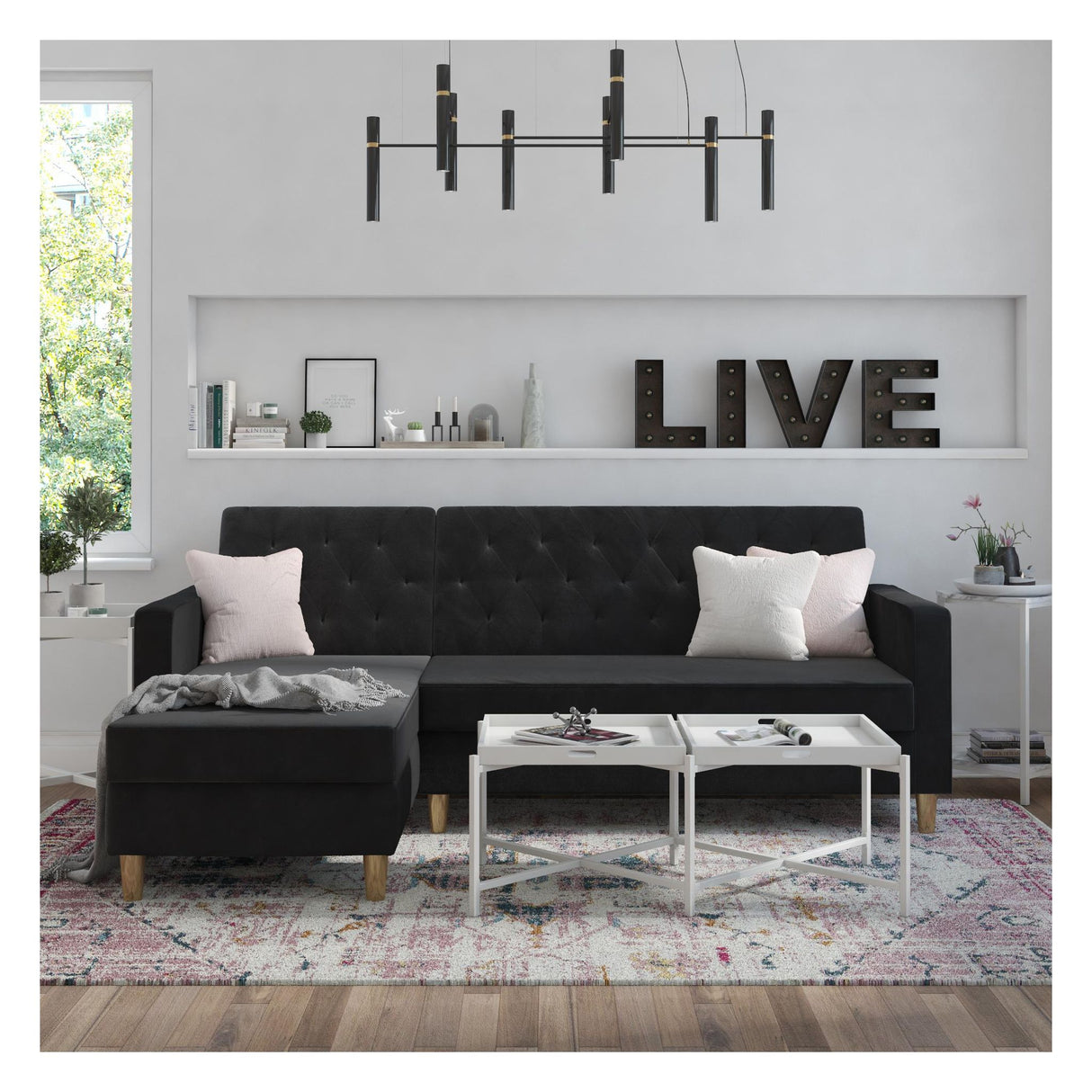 Liberty Sovesofa m. chaiselong, Sort - Unoliving.com