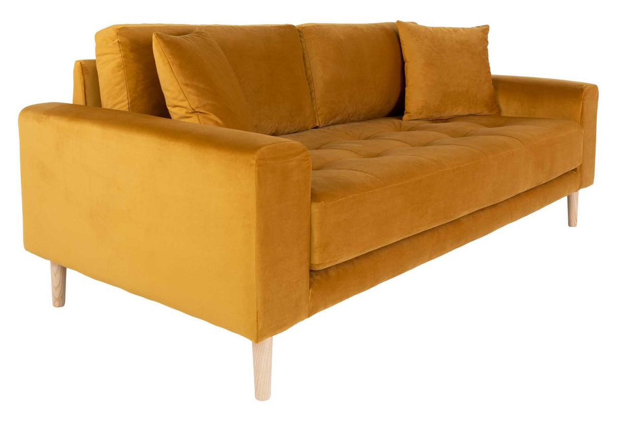 Lido 2,5-pers. Sofa, Sennepsgul Velour - Unoliving.com