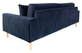 Lido 3-pers. Sofa, Mørkeblåt Velour - Unoliving.com