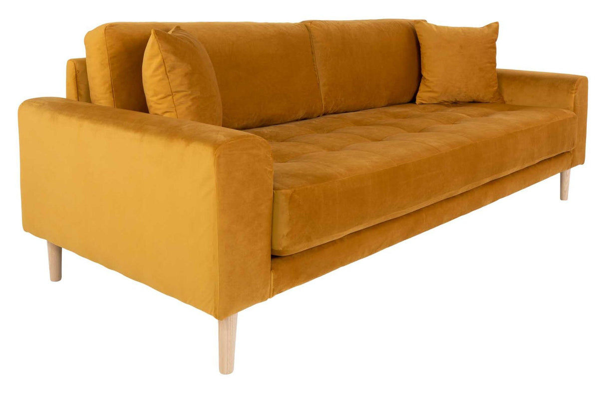 Lido 3-pers. Sofa, Sennepsgul Velour - Unoliving.com