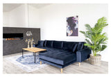 Lido Lounge Sofa m. højrevendt chaise, Mørkeblåt Velour - Unoliving.com