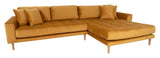 Lido Lounge Sofa m. højrevendt chaise, Sennepsgul Velour - Unoliving.com