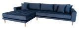 Lido Lounge Sofa m. venstrevendt chaise, Mørkeblåt Velour - Unoliving.com