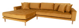 Lido Lounge Sofa m. venstrevendt chaise, Sennepsgul Velour - Unoliving.com