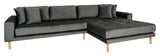 Lido Loungesofa m. Højrevendt Chaise, Mørkegrå Velour - Unoliving.com