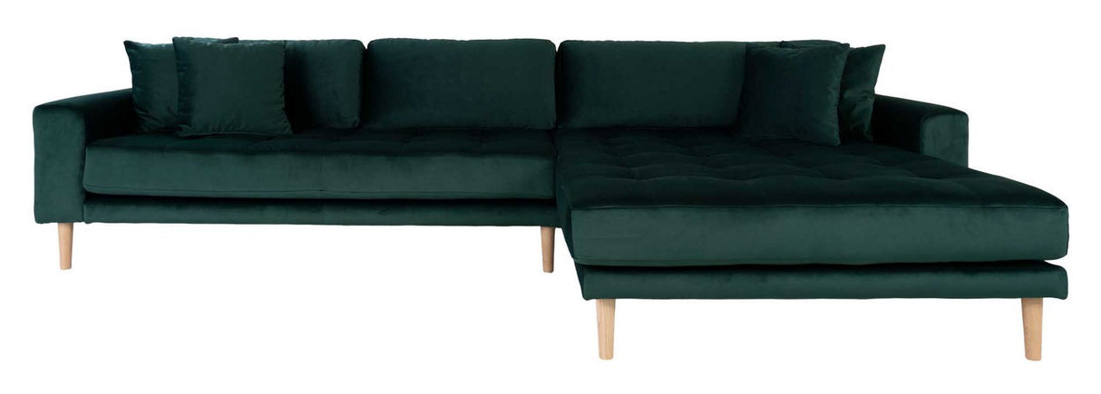 Lido Loungesofa m. Højrevendt Chaise, Mørkegrøn Velour - Unoliving.com