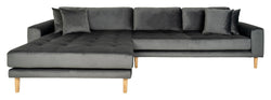 Lido Loungesofa m. Venstrevendt Chaise, Mørkegrå Velour - Unoliving.com