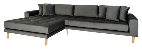 Lido Loungesofa m. Venstrevendt Chaise, Mørkegrå Velour - Unoliving.com