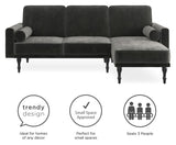 Edison Sectional Sovesofa Grå Velour - Unoliving.com