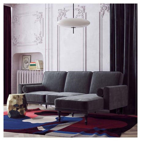 Edison Sectional Sovesofa Grå Velour - Unoliving.com