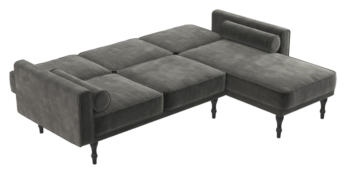 Edison Sectional Sovesofa Grå Velour - Unoliving.com