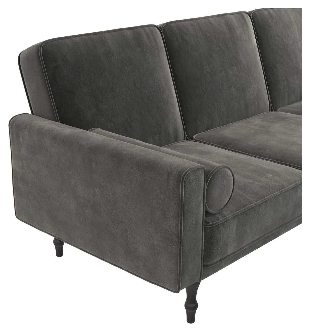 Edison Sectional Sovesofa Grå Velour - Unoliving.com