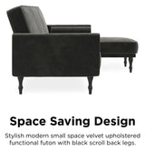 Edison Sectional Sovesofa Grå Velour - Unoliving.com