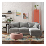 Magnolia 3-pers. sofa m. puder og vendbar chaiselong, Lysegrå - Unoliving.com