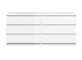 Naia Kommode - Hvid højglans m/6 skuffer - Unoliving.com