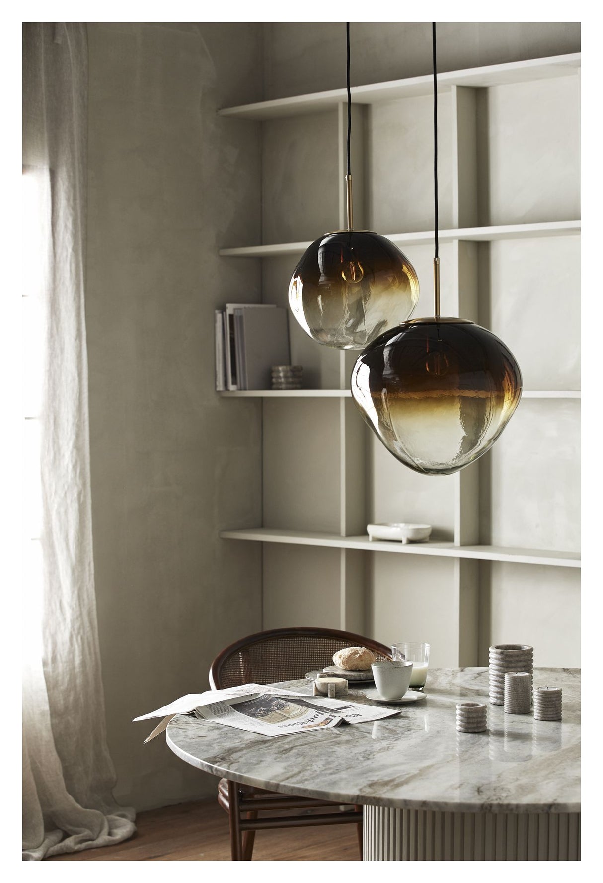 Nordal EDFU Pendel L, Brun glas - Unoliving.com