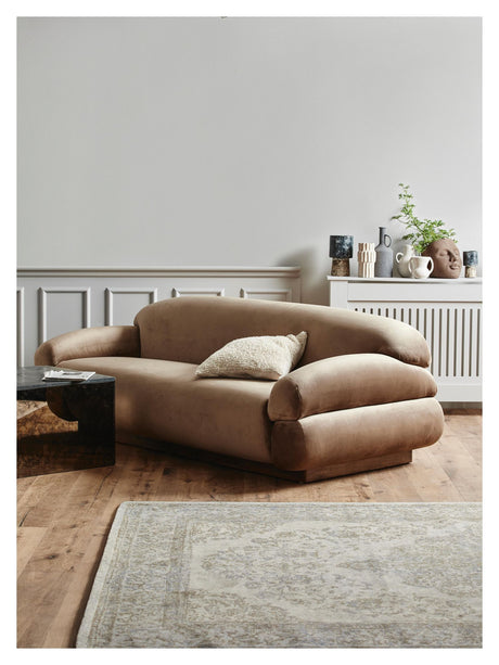 Nordal Sof 2-pers. Sofa - Lysebrun Velour - Unoliving.com