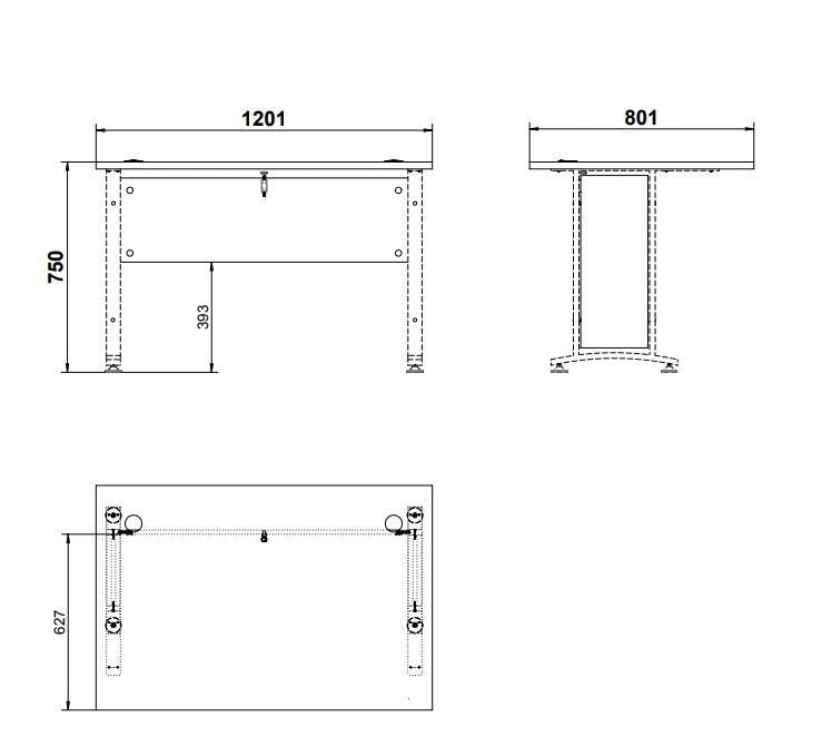 Prima Skrivebord - Lys træ 120cm m/metalben - Unoliving.com