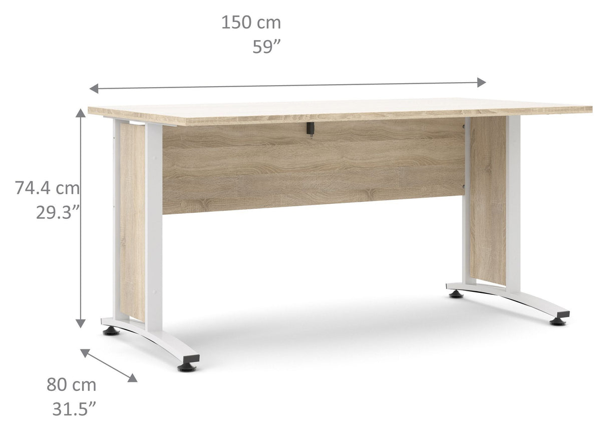 Prima Skrivebord - Lys træ 150cm m/hvide ben - Unoliving.com