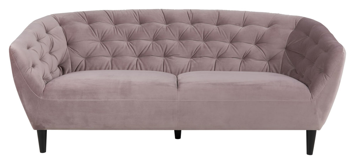 Ria 3-pers. Sofa, Dusty rose velour/Sort