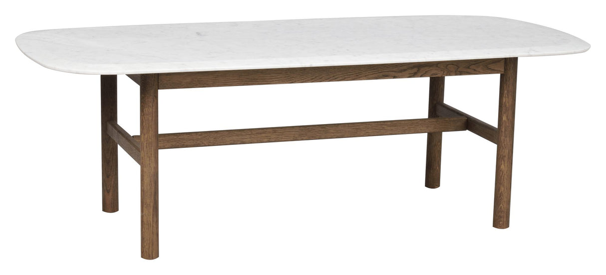 Hammond Sofabord, 135x62, Brun eg/hvid marmor - Unoliving.com