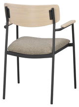 Maymont, spisebordsstol m/armlæn - lys eg/beige - Unoliving.com