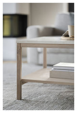 Orwel Sofabord, Beige travertin, Hvid pigm., 140x60 - Unoliving.com