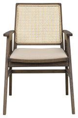 Prestwick Lænestol, Brun eg og rattan, beige stof - Unoliving.com