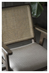 Prestwick Lænestol, Brun eg og rattan, beige stof - Unoliving.com