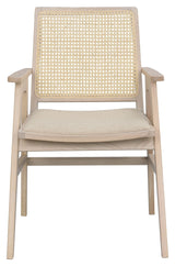 Prestwick Lænestol, Hvid pigm., Rattan, beige stof - Unoliving.com