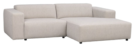 Willard Sofa 3-pers. m. chaiselong, Højre, Lys beige stof - Unoliving.com