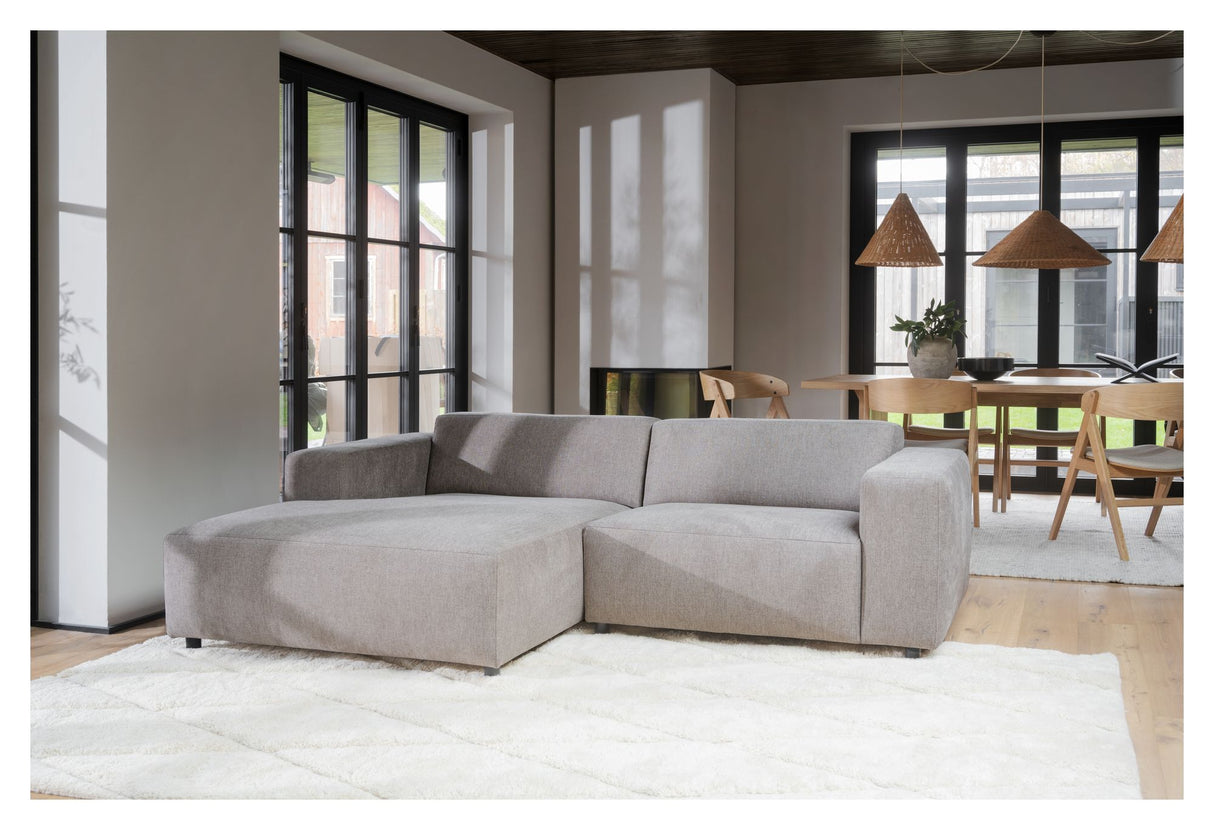 Willard Sofa 3-pers. m. chaiselong, Venstre, Beige stof - Unoliving.com