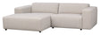 Willard Sofa 3-pers. m. chaiselong, Venstre, Lys beige stof - Unoliving.com