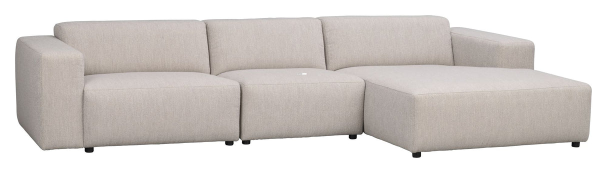 Willard Sofa 4-pers. m. chaiselong, Højre, Lys beige stof - Unoliving.com