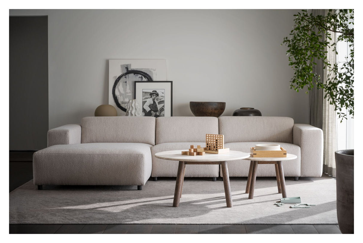 Willard Sofa 4-pers. m. chaiselong, Venstre, Lys beige stof - Unoliving.com