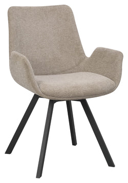 Norwell Spisebordsstol m. armlæn, Beige/Sort - Unoliving.com