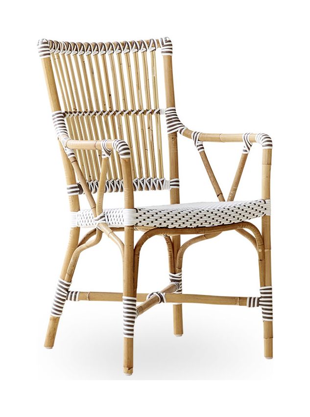 Monique Cafestol m. Armlæn, Rattan, Hvid/Cappuchino dot - Unoliving.com