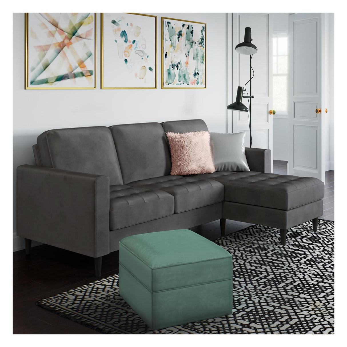 Strummer 3-pers sofa m. chaiselong, Koksgrå - Unoliving.com