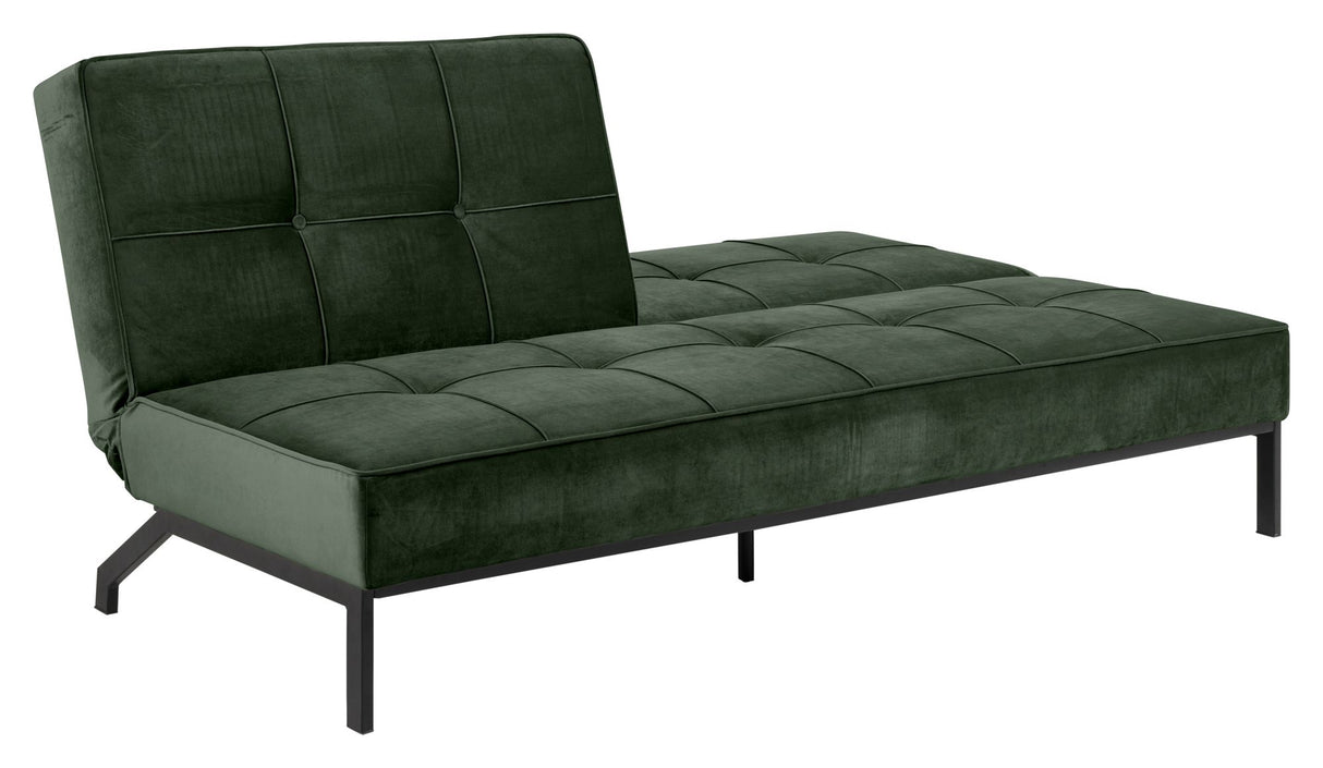 Sweem Sovesofa, Forest green velour/Sort metal - Unoliving.com