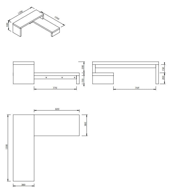 Temahome Cliff Tvbord - Sort/Mørk Betongrå - Unoliving.com