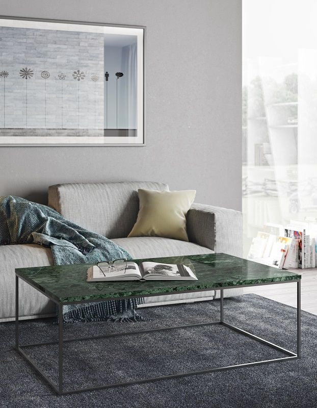 Temahome Gleam Sofabord - Grøn marmor, krom stel 120 cm - Unoliving.com