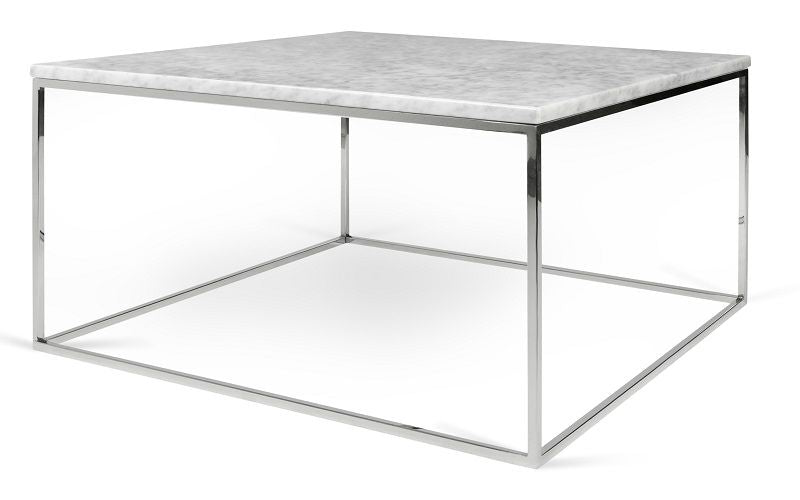 Temahome Gleam Sofabord - Hvid marmor, krom stel 75 cm - Unoliving.com