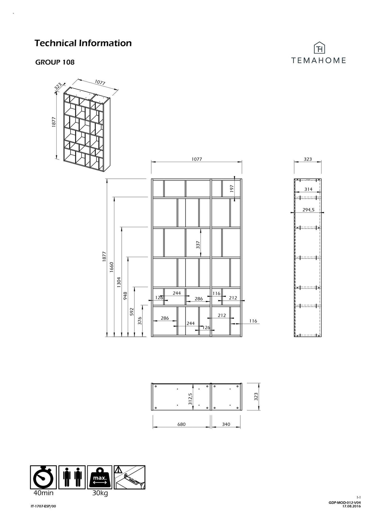 Temahome Group 108 Reol - Mat Hvid - Unoliving.com