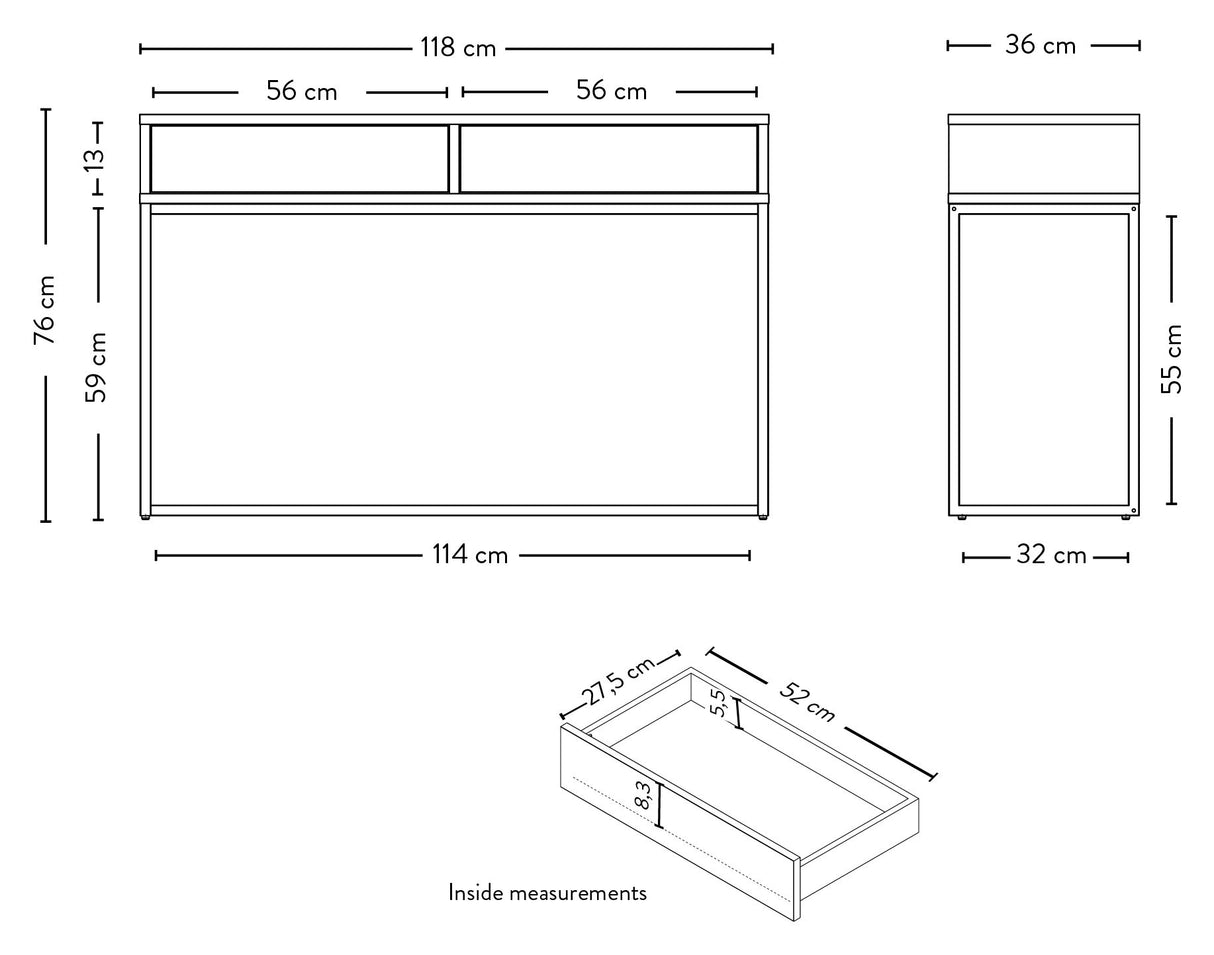 Lipp Konsolbord 118x76x36 - Sort - Unoliving.com