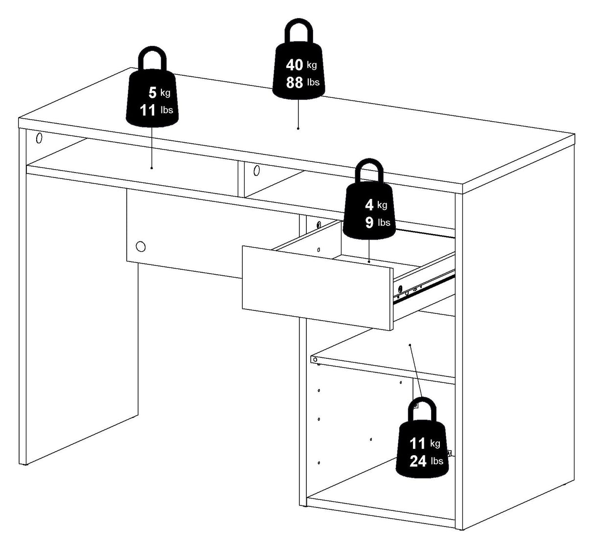 Function Plus Skrivebord m. 1 låge