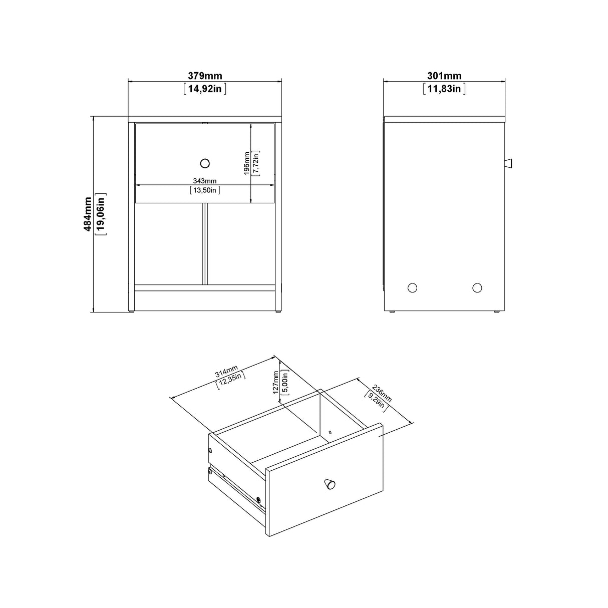 May Sengbord m. 1 skuffe, Jackson Hickory - Unoliving.com