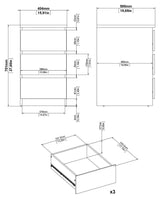 Naia Kommode 3 skuffer, Beton look/Hvid, 70x40