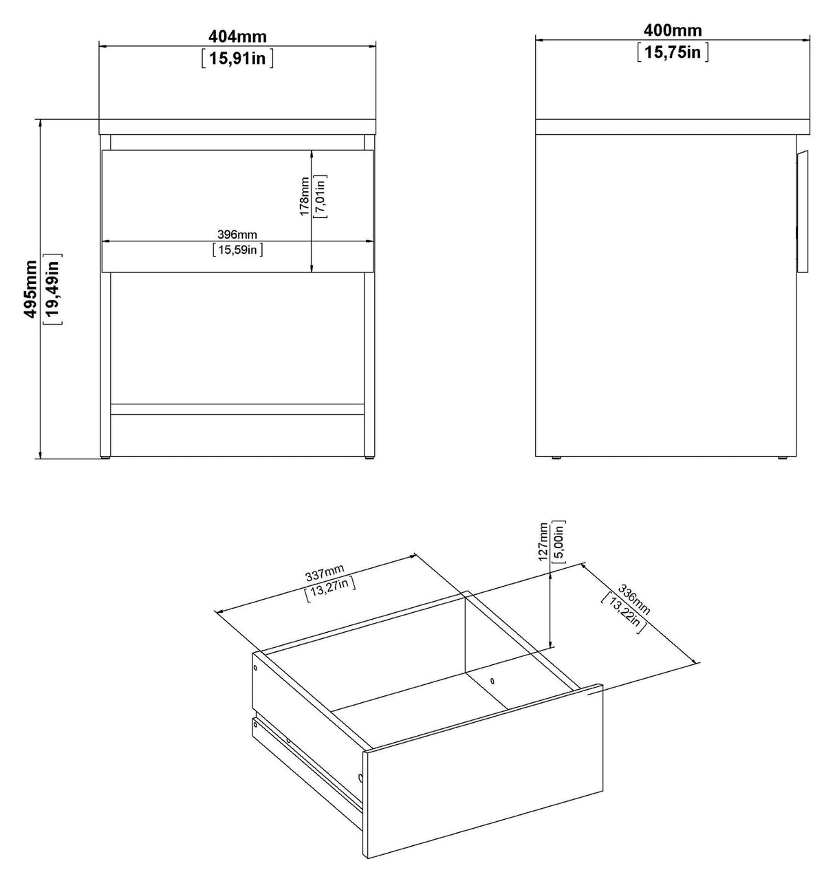 Naia Natbord m. 1 skuffe, Sort - Unoliving.com